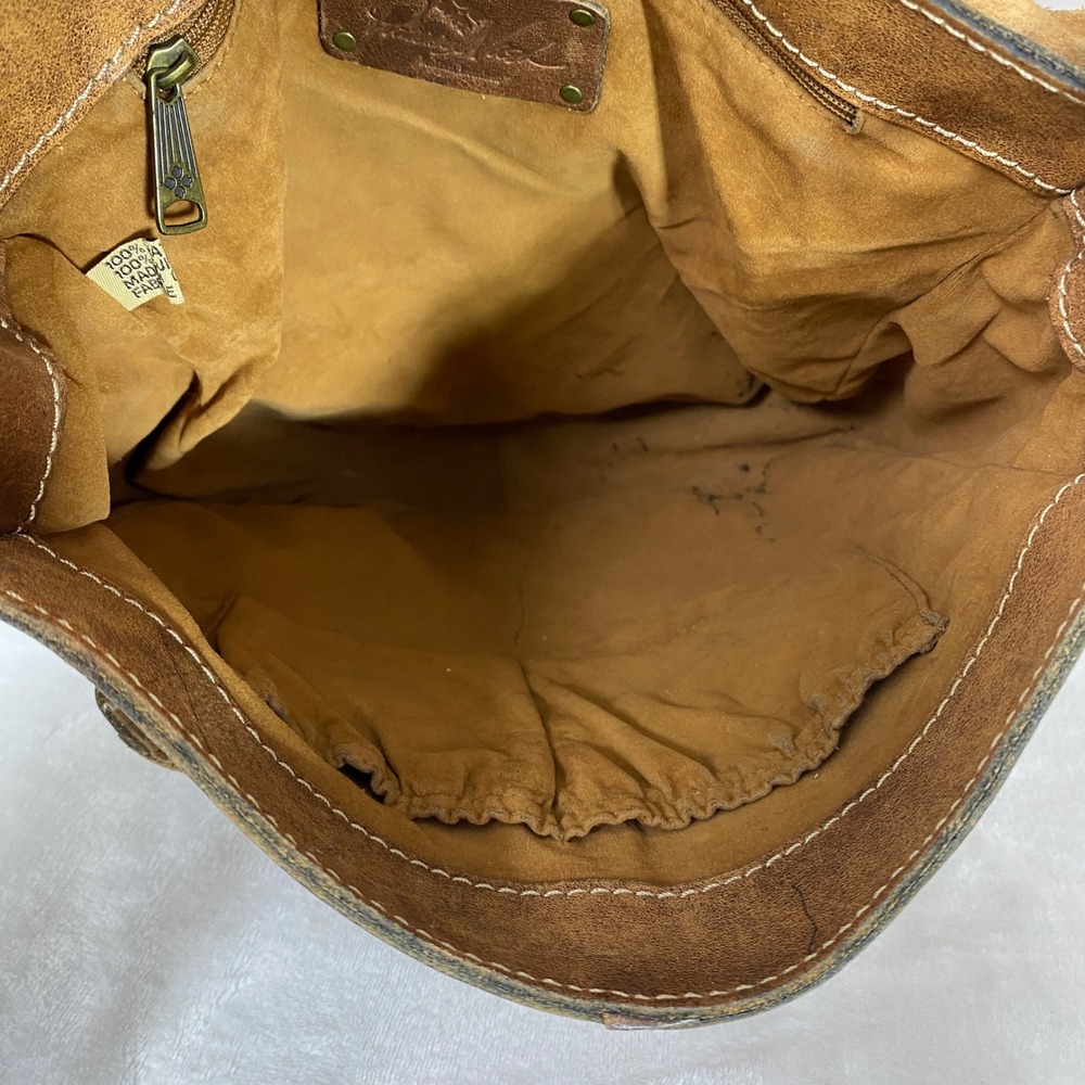Patricia Nash Armeno Distressed Brown Leather Studded‎ Crossbody Messenger Bag - Picture 9 of 16